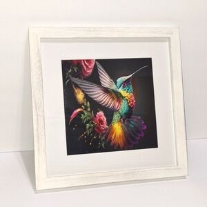 Hummingbird Watercolor Oil Painting Framed Art‎ Print